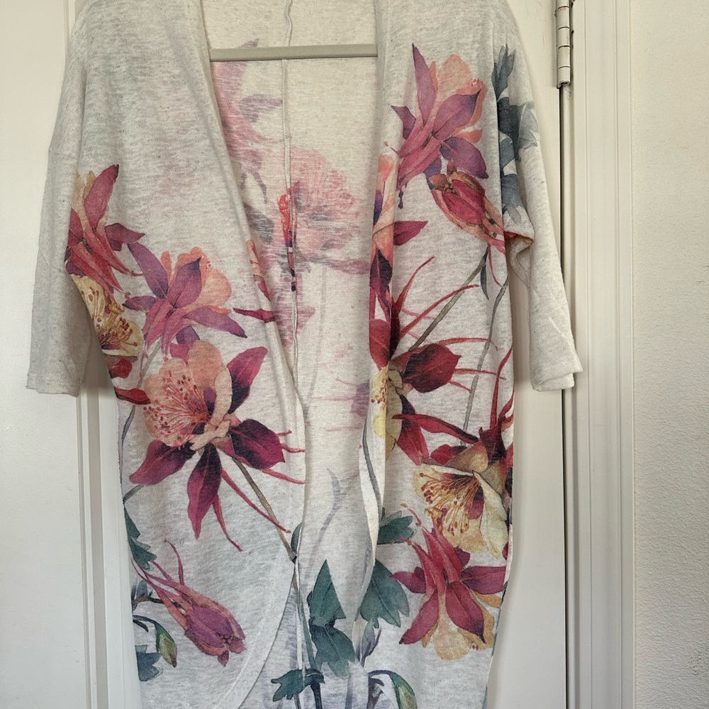 Floral Open-Front Cardigan